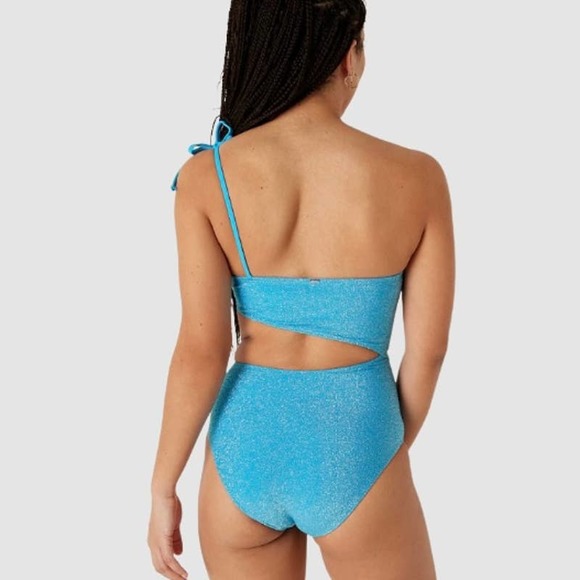PINK Victoria's Secret Shimmer One Shoulder One-Piece Swimsuit Blue, NWT- Size L - Picture 7 of 8